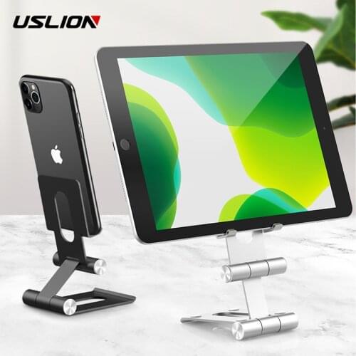 USLION New Desktop Phone Holder For iPhone Samsung Xiaomi Foldable Mobile Phone Holder Stand For iPad Tablet Adjustable Holder