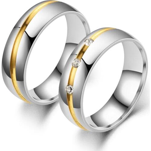 Charm Couple Rings for Lovers Engagement Statement Jewelry Accessories Fashion Stainless Steel Wedding Band