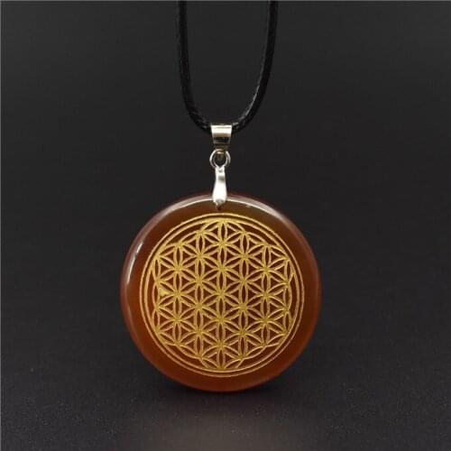 Amulet Pendant Necklaces Flower of Life Lapis Lazuli Tigers Eye Stone Necklaces Protection Health Necklace for Men and Womans