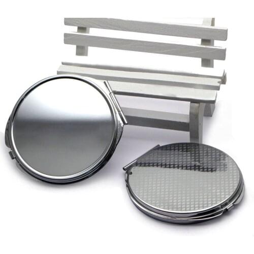 Blank Thick Compact Mirror Round Silver Pocket Handbag Mirror Big Size 72mm 50pieces/lot #18122