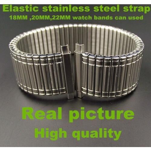 Retail -1PCS High quality Elastic stainless steel strap 18MM ,20MM ,22MM watch band can used - silver color-526
