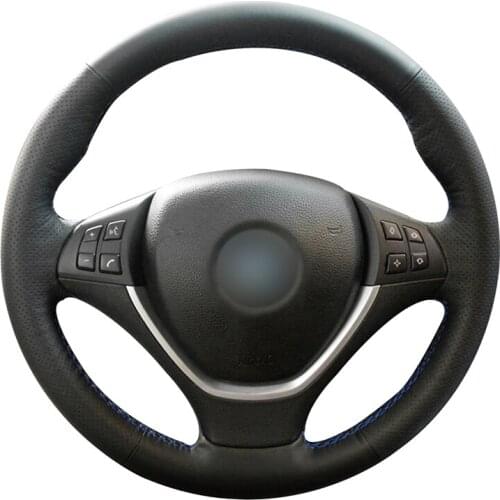 Hand-stitched Diy Black PU Artificial Leather Car Steering Wheel Cover for BMW E70 X5 2008-2013 E71 X6 2008-2014 Accessories