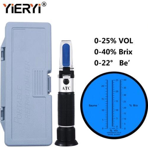 Yieryi 3 In 1 Hand Held Grape & Alcohol Wine Refractometer (Brix, Baume and W25V/V Scales)