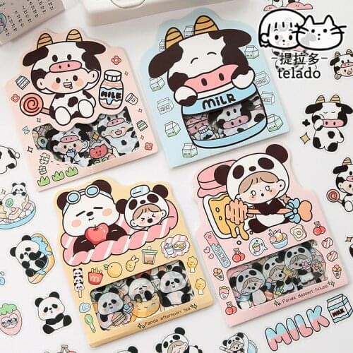 30 pcs/pack Cute panda cow Decorative PVC Stickers Scrapbooking diy Label Diary Stationery Album Journal Planner phone Stick