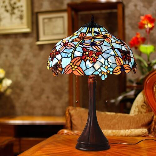 FUMAT led Table Lamp Blue Stained Glass led light Living Room Bedside desk lamp Lighting LED Table Lights decoration lustre
