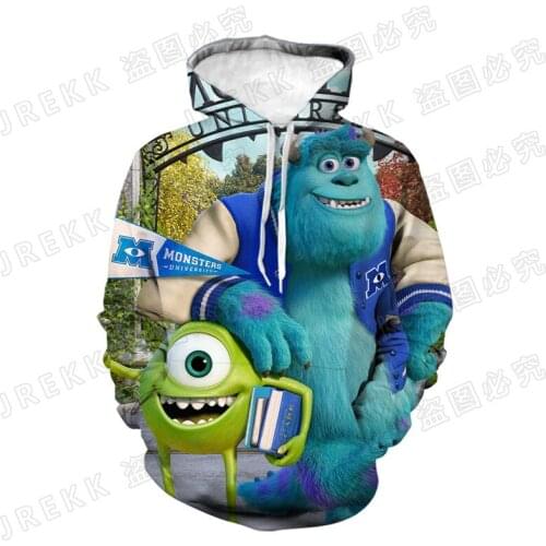 Monsters University 3D Print Mens Hoodies Fashion Cartoon Anime Disney Boy Girl Kids Sweatshirt Streetwear Women Pullover Tops