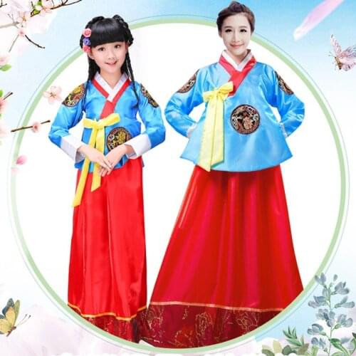 Women girl kid oriental Traditional Korean clothing Hanfu costume New Year Minority Dance Performance Dress Hanbok dress