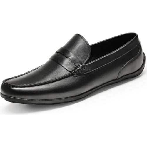 Handmade Flat Casual Shoes Slip On Black Brown Luxury Cow Leather Men Loafers Comfortable Brand Driving Shoe Size 44