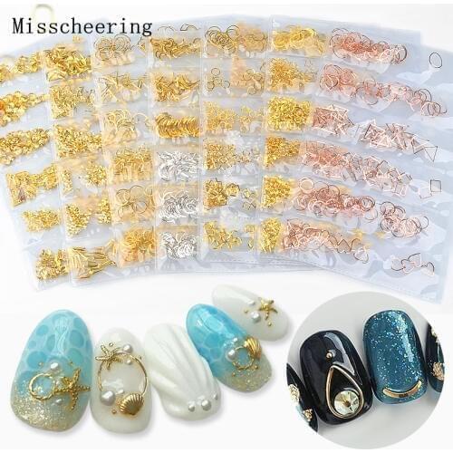 1pcs Metal Rose/Gold/Silver Mixed Designs 3D Nail Art Decorations Charm Alloy Gems UV Gel Nail Polish DIY Manicure Accessory