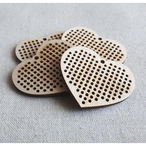 50 pcs 80mm Wooden Cross Stitch Shape for Crafts Laser Cut Cross Stitch Pattern love heart