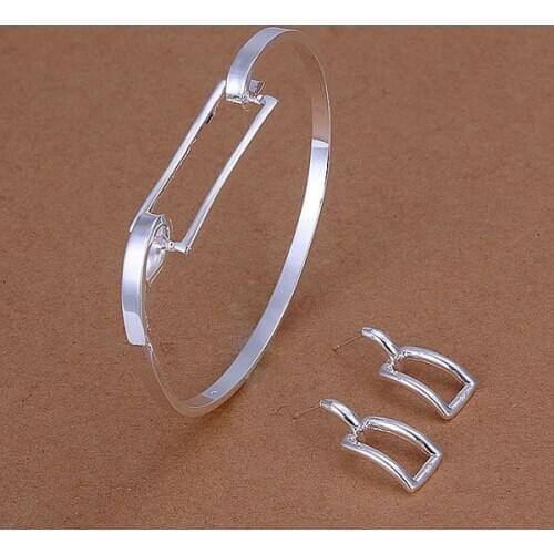 S261 jewelry silver plated jewelry set, fashion jewelry set Round Square Earrings Bangle S261 /anrajeya gdvaovca