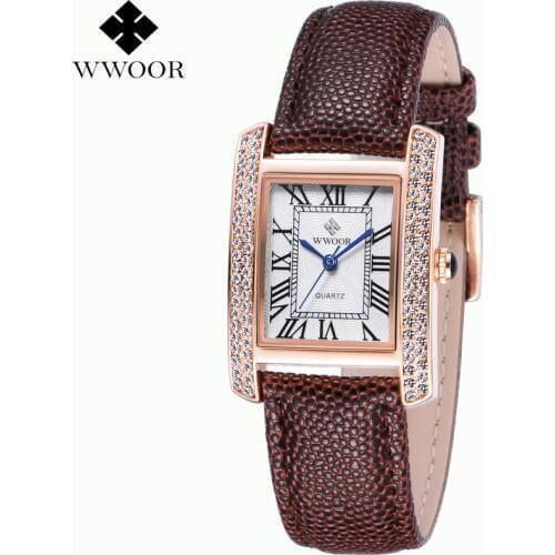 Relogio feminino quartz Fashion Watch Women luxury Brand Genuine Leather Rose Gold Square Dial watches Ladies relojes mujer 2016