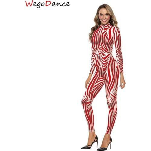 3D Print Sexy Women Long Sleeve Jumpsuit Elastic Leggings Stage Costume Singer Birthday Party Rompers