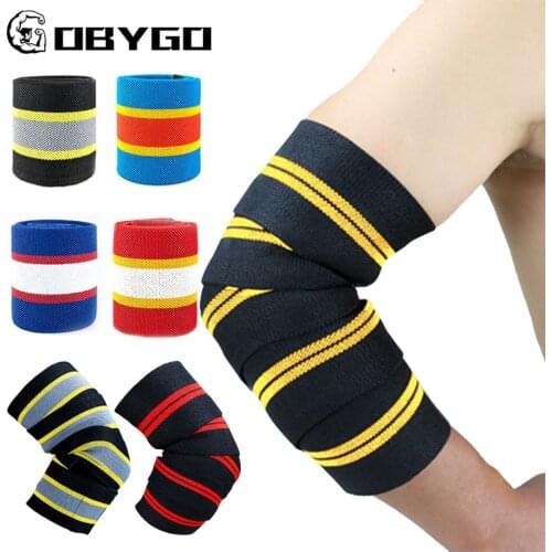 GOBYGO 1 Pair Adjustable Weightlifting Bandage Gym Fitness Workout Bodybuilding Wraps Elastic Straps Brace Elbow Support Protect