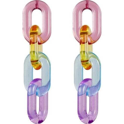 1 Pair Statement Clear Acrylic Chain Long Earrings For Women Resin Geometric Chain Drop Earrings Boho Party Jewelry Brincos