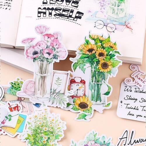 16pcs Creative cute self-made Plant flower set afternoon 2 painted scrapbooking stickers/decorative /DIY craft photo albums