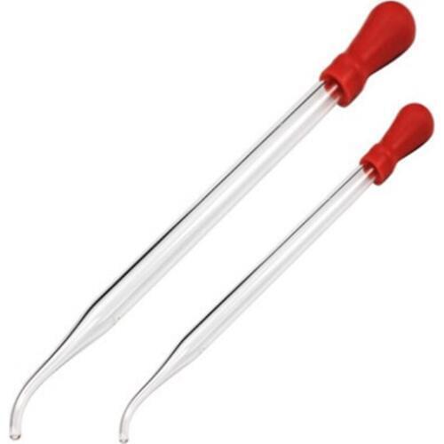2pcs 150mm 200mm High Quality Lab Glass Elbow Dropper Laboratory Rubber Head Glass Dropper for Essential oil