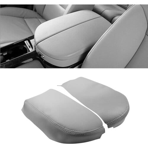 2pcs Gray For Acura MDX 2007 2008 2009 2010 2011 2012 2013 Microfiber Leather Center Console Armrest Box Cover Protection Trim