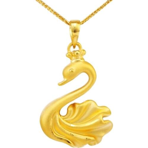 24K Yellow Gold Pendant Hot sale Women 999 3D Yellow Gold Crown Swan Pendant P6219