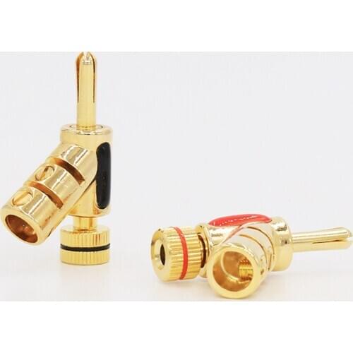 4pcs Gold Plated Lock Banana Connector speaker Cable Plug