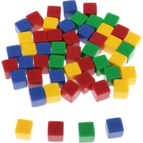 50pcs Standard Size Blank Dice D6 6 Sided RPG Gaming Dice 16mm Colorful