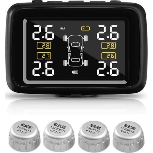 Auto Truck TPMS Car Wireless Tire Pressure Monitoring System with 6 External Sensors Replaceable Battery LCD Display