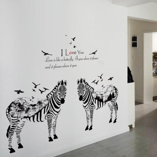 Large Black White Zebra Wall Stickers Home Decor PVC Decals for Living Room Bedroom Kids Walls Art Decoration