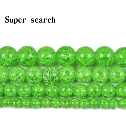 Natural Snow Cracked Crystal Stone Beads dark green Round Loose Beads 6/8/10mm For Jewelry Making Bracelet Charm Accessories