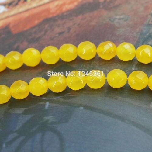 6mm 8mm 10mm Hot Accessories Crafts Yellow Chalcedony Loose Beads Stone Faceted Fashion Jewelry Making Women Girls Gifts 15inch