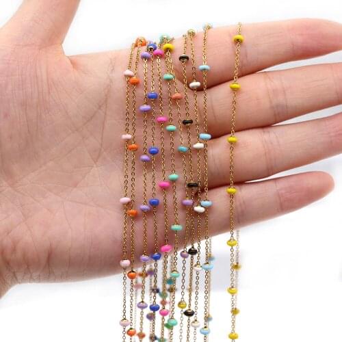 1 Meter Natural Small Beads Copper Chains Stainless Steel Chains for Jewelry Making DIY Necklace Anklet Bracelet Accessories