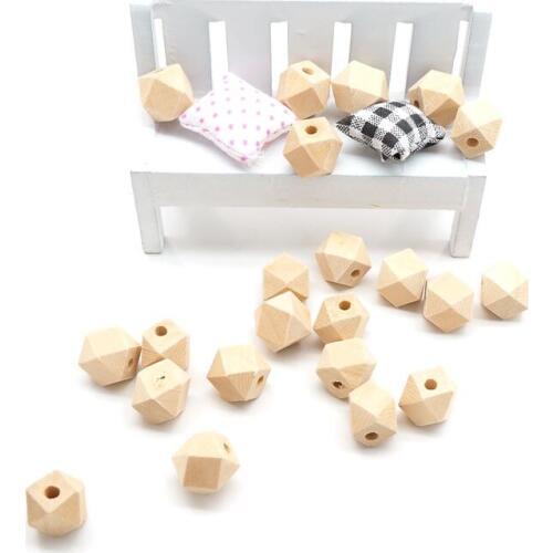 Chenkai 100PCS 10mm Wooden Beads Baby Teething Beads Wood Hexagon Beads Baby Teethers For baby care Toys Jewelry Making