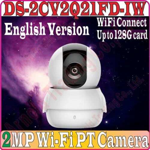 DS-2CV2Q21FD-IW English Version Multi-Language 2MP 5Meters IR dome IP CCTV PT Camera wifi, built-in mic speaker two-way audio