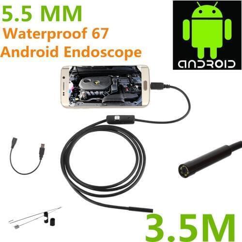 Endoscope Borescope USB Android Inspection Camera HD 6 LED 5.5mm Lens 720P Waterproof Car Endoscopio Tube mini Camera 3.5M