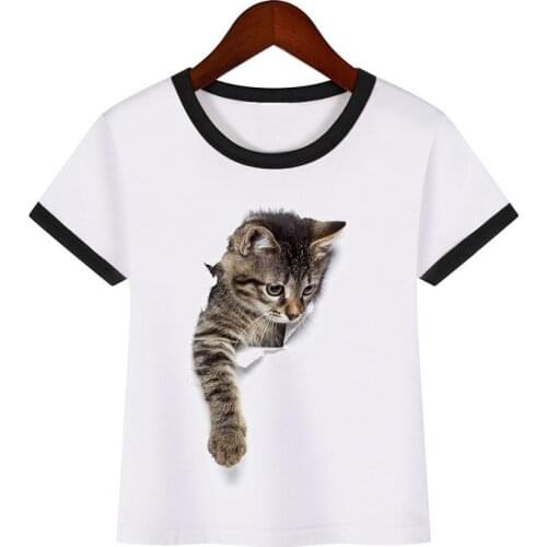 Mens and womens T-shirts, childrens funny 3d printed T-shirts, boys, girls, animals, cute short-sleeved childrens summer jac