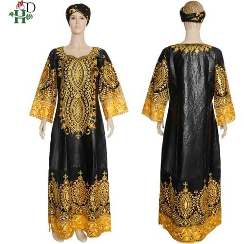 H&D 5XL Plus Size Dashiki Ankara Dress For Women African Maxi Dresses Rich Woman Bazin Dress African Turban Lady Clothing Boubou
