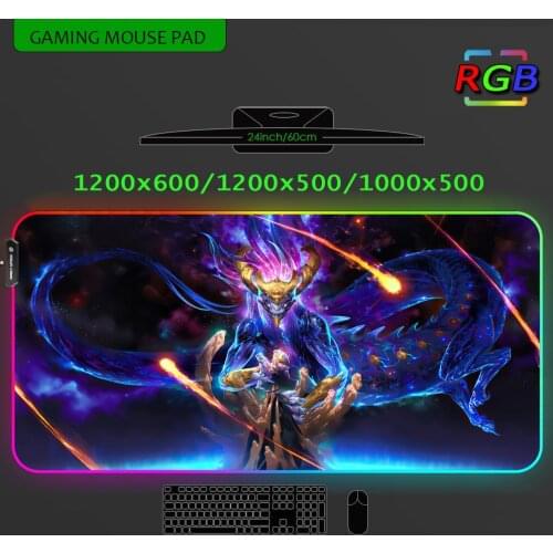 Gaming Mouse Pad Rgb League of Legends Aurelion Sol Gamer Desk 120 Custom Mat Keyboard Accessories Carpet Xxxl Tablefor Bears Pc