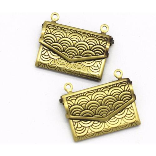 10 PCS 15*20MM KC Gold Antique Bronze Silver Plated Copper Envelope Photo Locket Pendant For Jewelry Making