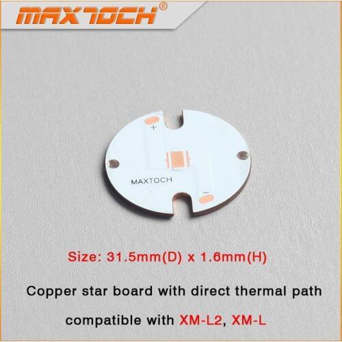MAXTOCH Cree XM-L2 XM-L XML2 XML 31.5mm x 1.6mm Direct Thermal Path MCPCB