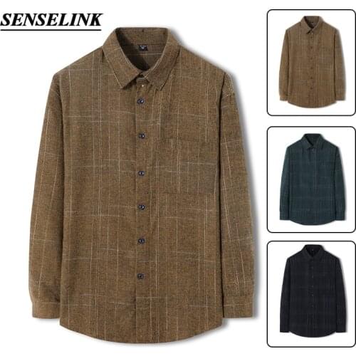 Men Solid Color Plaid Shirt 2021Spring Autumn Men Casual Long Sleeve Shirt Korean Style Slim Comfortable Fabric Plaid Men Shirt