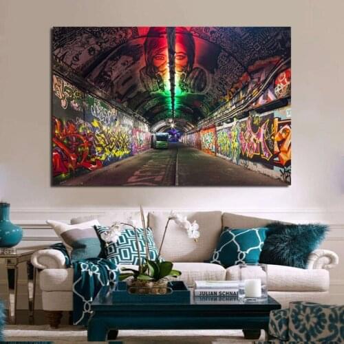 Wall Art Canvas Londons Famous Graffiti Tunnel Posters Prints Painting Wall Pictures Living Room Modern Home Decor Accessories
