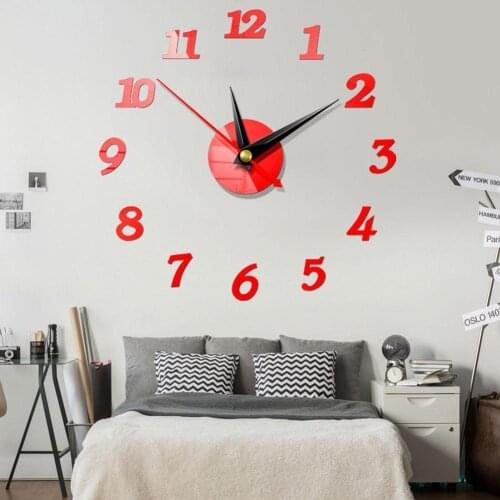 European Style Wall Clock Home Diy3d Three-dimensional Decorative Wall Clock Acrylic Clock Sticker Wall Mirror Digital B0I6