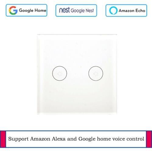 EU/UK standard 2gang WiFi Remote wirless light switch tuya smart life app control wall switch wall touch switch work with Google