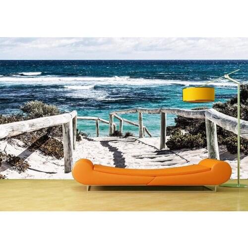 Wholesales Custom Art Photo Wallpaper Seaside Path Wall Decoration Poster Vinyl Removable Wall Mural Wall Stickers For Bedroom