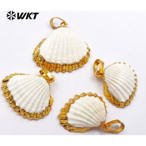 WT- JP017 New Arrival Elegant White Scallop Shell Pendant Different Sizes Natural scallop pendant Women Jewelry For Party