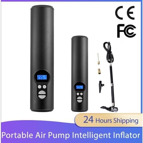 Portable Air Compressor Mini Tire Inflator Wireless Car Inflatable Pump 12V Rechargeable Digital LCD Electric Tire Inflator
