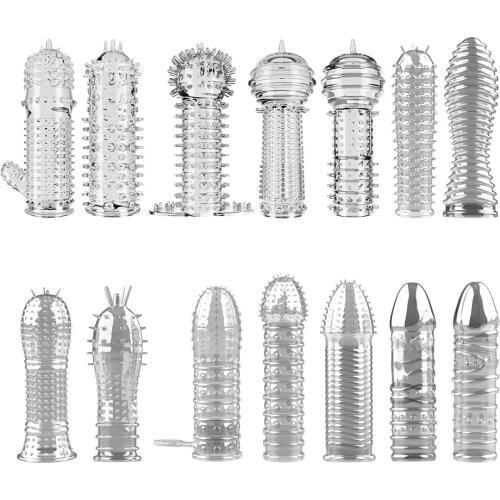 Penis Sleeve Condom For Men Delay Crystal Penis Sleeve Textured Extension Reusable penis Spike Sex Products Adult Sex Toys