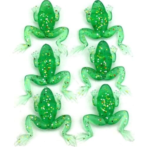6pcs/set 5cm 5.5g Silicone Frog Shape Minnow Crank Wobbler Fishing Baits Luminous Soft Artificial Fishing Soft Tube Bait Tackle