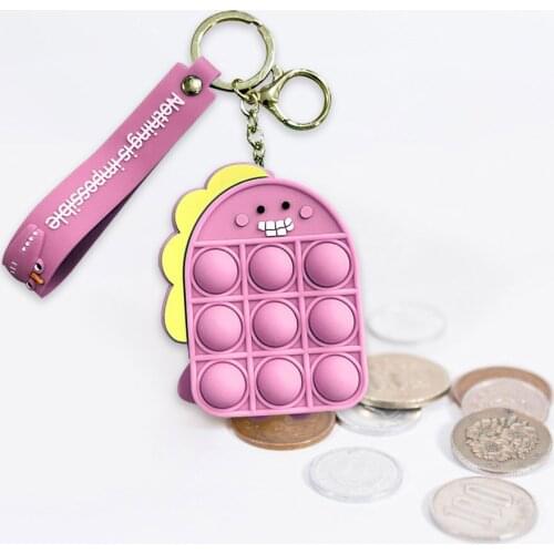 Silicone Coin Purse Push Bubble Keychain Bag Sensory Finger Antistress Toy Pressure Reliever Decompression Storage Bag Kid Gift