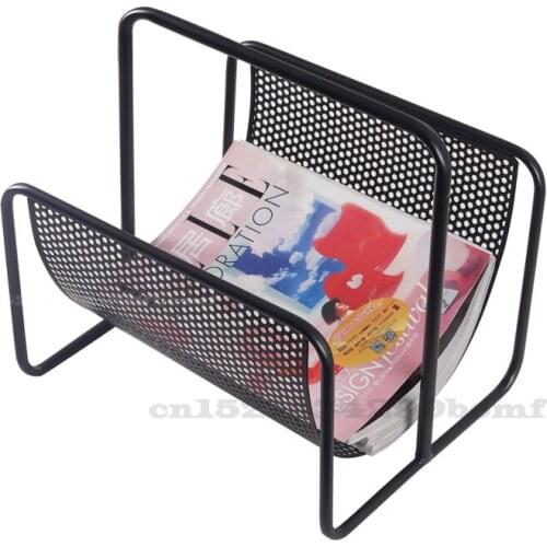 Nordic Wrought Iron Book Rack Floor-to-ceiling Newspaper Rack Metal Book Magazine Storage Creative Desktop Magazine Shelf
