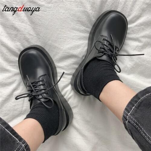 Womens shoes College Student Shoes Girl LOLITA Shoes JK Uniform PU Leather Platform Heels Ankle Strap Womens Pumps Low Heel